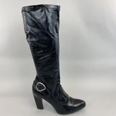 Franco Sarto Back Faux Leather Knee High Pull On Sexy Bootie Boots US8.5 M  UK6 - image 1 of 4