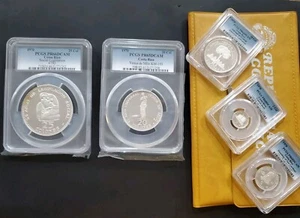 1970 Costa Rica Set 2,5,10,20,25 Colones Proof Silver+COA PCGS PR65,66,68DCAM - Picture 1 of 6