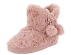 EverydayGirls Fluffy Slipper Boot with Poms - Pink Kids Size 7