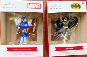 🎄 2021 Hallmark Batman & Captain America Christmas Tree Ornaments DC Comics - Picture 1 of 8