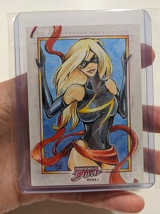 Dangerous Divas Series 2 Ms Marvel Sketch Card by Helga Wojik