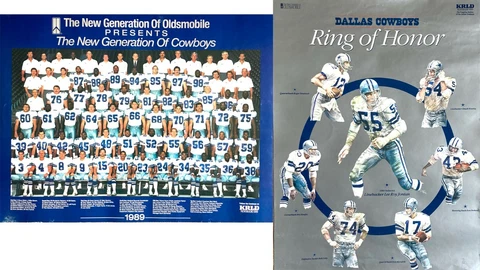 Dallas Cowboys 1989 Two Side Poster Team Photo / Ring of Honor by KRLD Radio Cover
