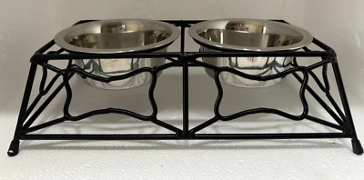 Металлическая приподнятая миска для маленьких собак или кошек набор для воды корма металл (36) - Изображение 1 из 4