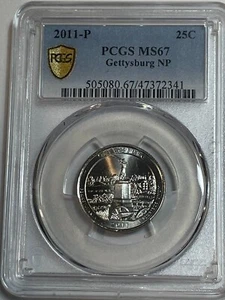 2011 P PCGS MS67 Gettysburg Quarter Gold Shield - Picture 1 of 2