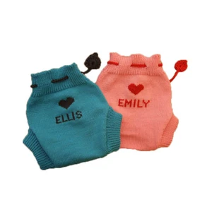 Personalized Diaper Cover MERINO WOOL baby name soaker longies leggings knitted - Picture 1 of 10