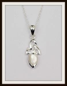 PERLA ~ COLGANTE Y CADENA DE PIEDRA DE NACIMIENTO DE JUNIO PLATA ESTERLINA CELTA ~ REGALO DE CUMPLEAÑOS - Imagen 1 de 1