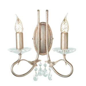 Lampada da Parete Acciaio Bicchiere di Cristallo Argento Oro H 29,5 CM Corridoio - Foto 1 di 1