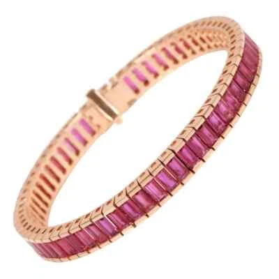 925 Silver Ruby Tennis Bracelet Gold Plated Ruby Bracelet Gold Ruby Tennis Brace - Image 1 of 4