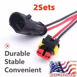 2 Sets Female Male 2Way 2Pin Cable 18AWG Wire Connector Sealed Plug Waterproof - Picture 1 of 10