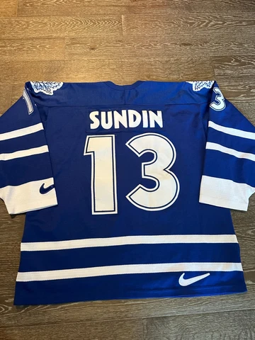 VINTAGE AUTHENTIC TORONTO MAPLE LEAFS MATS SUNDIN NIKE Blue JERSEY Sz L RARE Cover