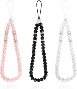 3 pièces lanière de téléphone en perles sangle de poignet pour téléphone portable lanière en cristal téléphone portable - Photo 1 sur 12