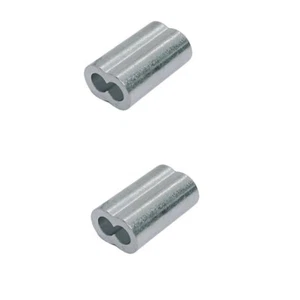 3/8" Aluminum Crimping Loop Sleeve Wire Rope Sleeves Double Barrel Ferrule 2 Pc - Picture 1 of 5