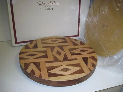 Oscar de la renta For Lunt Kentwood Lazy Susan Tray 16" Hand Crafted Inlaid -NOS - Image 1 of 4