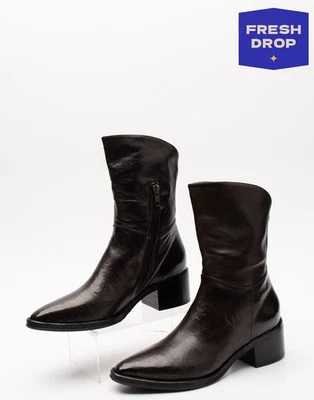 RRP€336 DUCANERO Leather Ankle Boots US7 UK4 EU37 Worn Look Made in Italy - Image 1 of 4