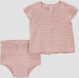 Juego de 2 piezas de túnica tejida Carter’s para top y funda de pañal talla 3M 3 meses - Rosa - NUEVO - Imagen 1 de 7