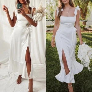 show me your mumu garden midi dress ivory luxe satin women small - Picture 1 of 8