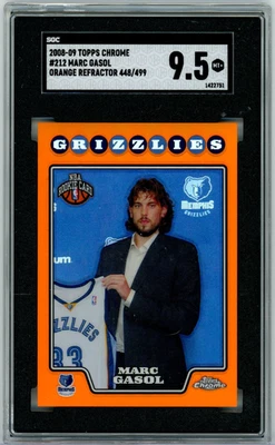 SGC 9.5 2008 /499 Topps Chrome Marc Gasol Orange Refractor Rookie Card Grizzlies - Image 1 of 2