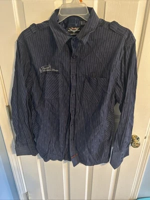 Camisa Fender Custom Shop Rock & Roll Religion Azul Marino Manga Larga XXL Bordada Foto 1 de 4