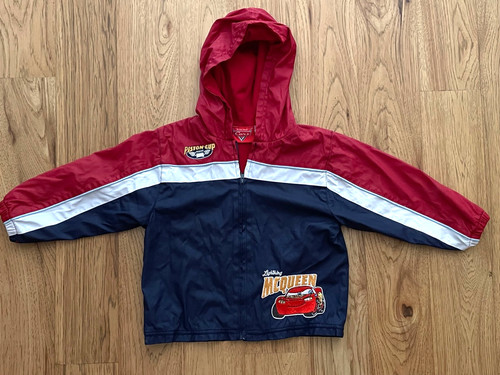 ALEXANDER MCQUEEN Giacca Disney Pixar Cars Ragazzo 3T Zip Up Rosso Blu Saetta McQueen con Cappuccio