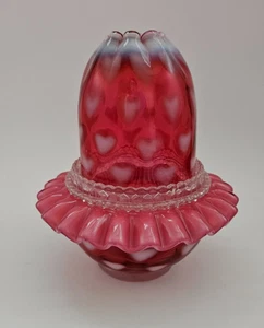 Fenton Hearts Cranberry White Opalescent 3 Stück Kerze Fee Lampe - Bild 1 von 22