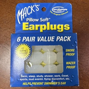 Mack's Pillow Soft Silicone Earplugs Swimmers Ear Water Proof 22 dB (Pack of 6) - Picture 1 of 4