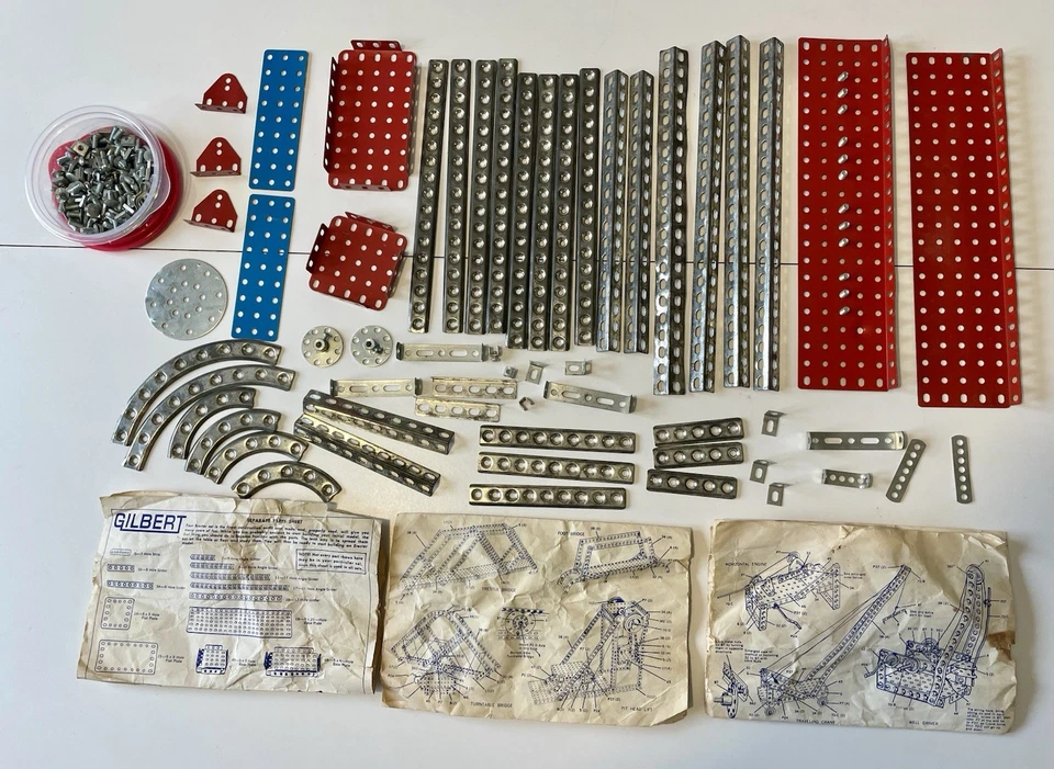 Lote De Colección De Conjunto De Montaje A.C. Gilbert Piezas Y Hojas De Instrucciones De Construcción Foto 1 de 1