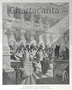 1874 Incisione IL BANCHETTO DI BALDASSARE - Imagen 1 de 1