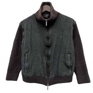 Paul & Shark Mens Full Zip Bomber Jacket Wool & Cashmere Gray/Brown Sz L (Short) - Picture 1 of 8
