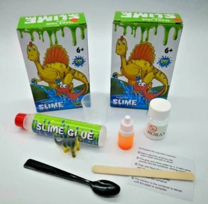 2x Set Fai da Te Slime Kit 50ml con Mini Dino Statuina Bambini Artigianato Colori STEM US - Foto 1 di 3