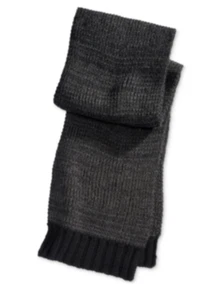 $90 Alfani Unisex Black Gray Knit Rectangle Winter Casual Dress Scarf *DAMAGED* - Picture 1 of 2