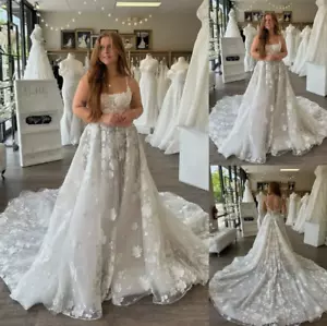 Princess Court Train Wedding Dresses with Court Train Lace Appliques Bridal Gown - Picture 1 of 4