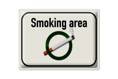 Blechschild Hinweis 40x30 cm Smoking area Raucherraum Deko Schild - Bild 1 von 4