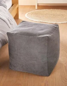 Sitzpouf Sitzpuff Pouf 40x40 cm Feincord grau, Sitz Würfel Fuß Hocker Kissen - Bild 1 von 5
