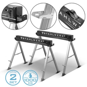 STAHLWERK Sägebock 2er Set 500 kg Universal Arbeitsbock Klappbock Gerüstbock - Bild 1 von 10