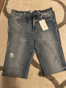 Vervet/ Flying Monkey Distressed High Rise Flare Jeans - Picture 1 of 2