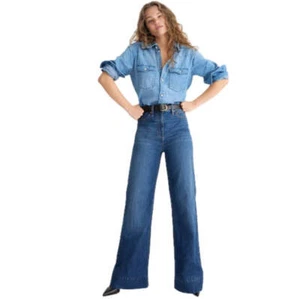 Womens Denim Jeans Loose Fit Trousers Elastic Waist Mid Rise Denim Pants Ninth L - Picture 1 of 113