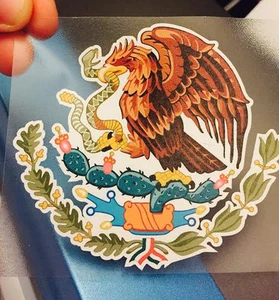 Mexican Coat of Arms Sticker Decal Mexico Flag Car Truck Vinyl 4" x 3.75" - Foto 1 di 2