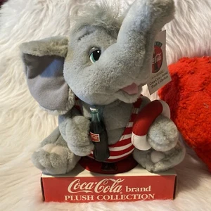 Vintage Coca-Cola Plush Collection Grey Stuffed Elephant 1993 Summer Swim - Picture 1 of 12