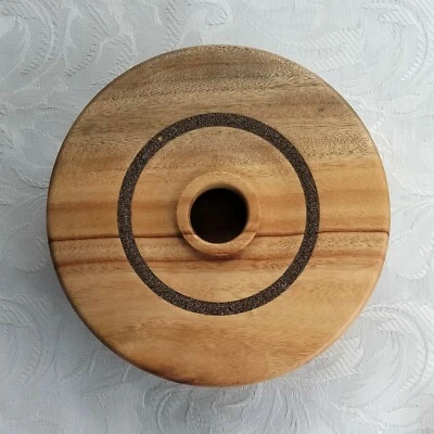 LOVELY SPHERICAL TURNED TIMBER CANDLE HOLDER 15.5CM DIAMETER - Image 1 of 4