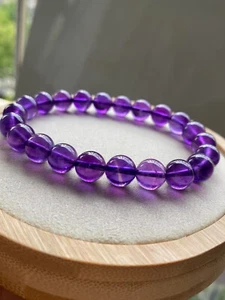 9,1 mm echter natürlicher lila Amethyst Kristall Armreif Armband Handarbeit AAA - Bild 1 von 9