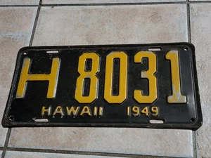 Vintage 1949 Hawaii Nummernschild Etikett State Prestate HI H 8031 50 Schild - Bild 1 von 10