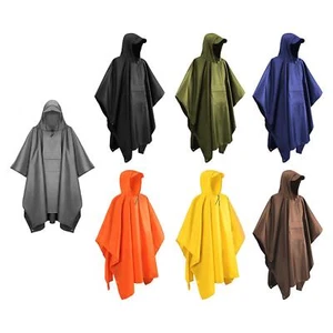 Hooded Rain Poncho Rainwear Reusable Jacket for Climbing Backpacking Hiking - Picture 1 of 71