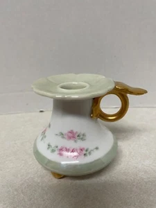 Vintage Vienna Austria Floral Gold Henkel Fuß Kammerleuchter Kerzenhalter - Bild 1 von 8