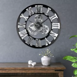 60CM EXTRA LARGE ROMAN NUMERALS SKELETON WALL CLOCK BIG GIANT OPEN FACE ROUND - Picture 1 of 10