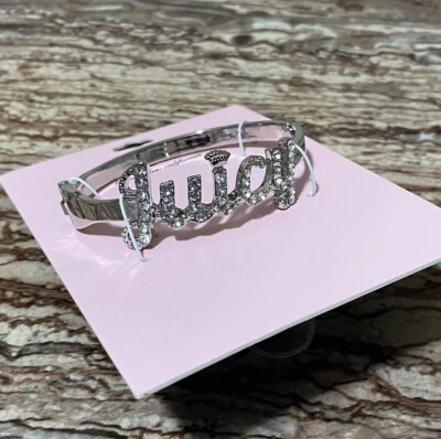 Brazalete Brazalete con Bisagra de Plata Joyería Juicy Couture Bling Cristal Pavé Logo 7.5" Foto 1 de 4