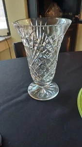 New Waterford Cassidy 10” Clear Crystal Floral Vase - Picture 1 of 8