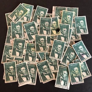 Postage Stamps For Crafting: 1959 1c Abraham Lincoln; Green; 50 Pieces - Picture 1 of 1