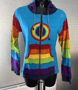 Kakmandu Multi-coloured COTTON HOODIE WICCA PIXIE HIPPY BOHO GOTH Size L - Picture 1 of 3