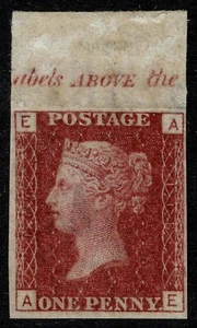 1864 1d Rosso Pl 118 AE 4m Imprimatur Foglio Iscrizione Margine SG 43 Cat. £425,00 - Foto 1 di 1