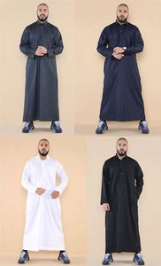 Herren Baumwolle Thobe Jubba Ramadan EID islamischer Kaftan Kaudara arabisch klassisch Gewand - Bild 1 von 58